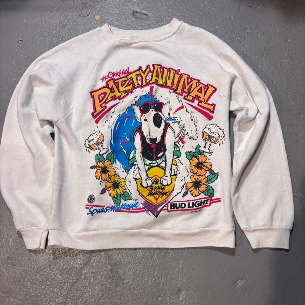 Rare Spuds MacKenzie Bud Light Sweatshirt Vintage 1988 Spuds MacKenzie 80s SM